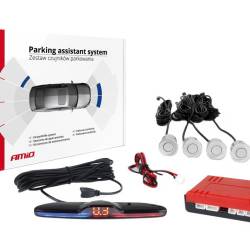 Set 4 senzori parcare cu ecran Max LED, senzori argintii fi22, 02288 Amio