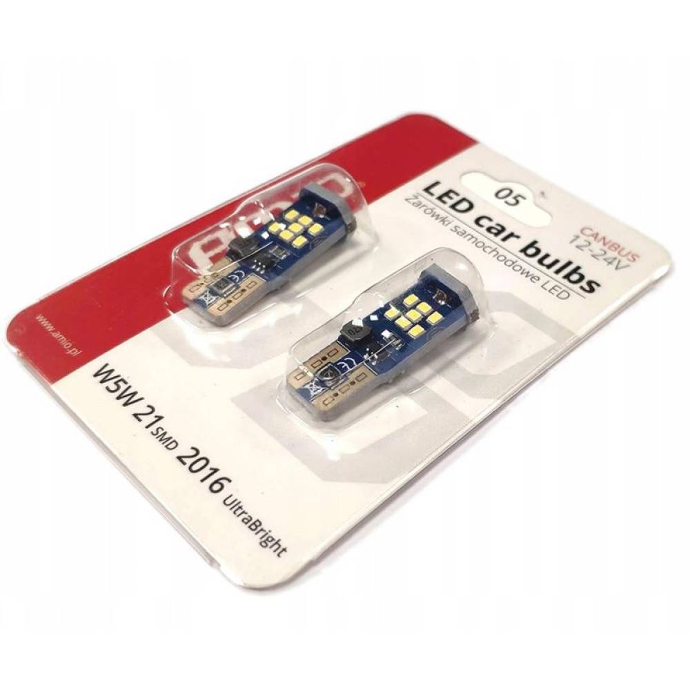 Set 2 becuri T10 cu LED, 12V, W5W, 1W, Ultra Bright Canbus 02445 Amio