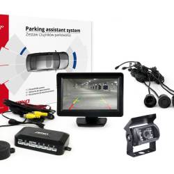 Camera marsarier cu senzori si monitor, kit asistenta parcare AMIO 02670