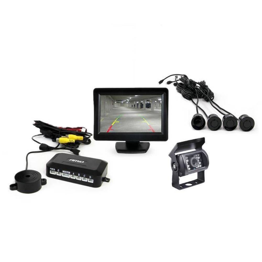 Camera marsarier cu senzori si monitor, kit asistenta parcare AMIO 02670 Camera marsarier cu senzori si monitor, kit asistenta parcare AMIO 02670