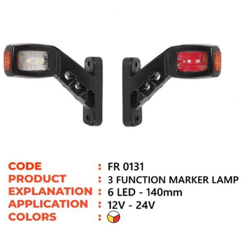 Lampa gabarit cu brat oblic45, 135mm, cu LED, 3 functii, stg/dr FromPlas FR0131