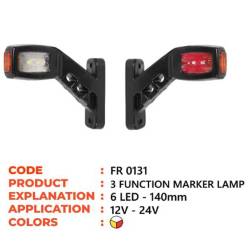 Lampa gabarit cu brat oblic45, 135mm, cu LED, 3 functii, stg/dr FromPlas FR0131