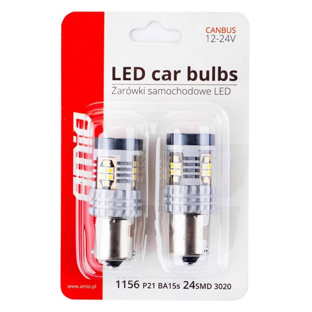 Set 2 becuri semnalizare, 24 LED-uri, 12/24V, P21W BA15s Canbus 02797 Amio Set 2 becuri semnalizare, 24 LED-uri, 12/24V, P21W BA15s Canbus 02797 Amio