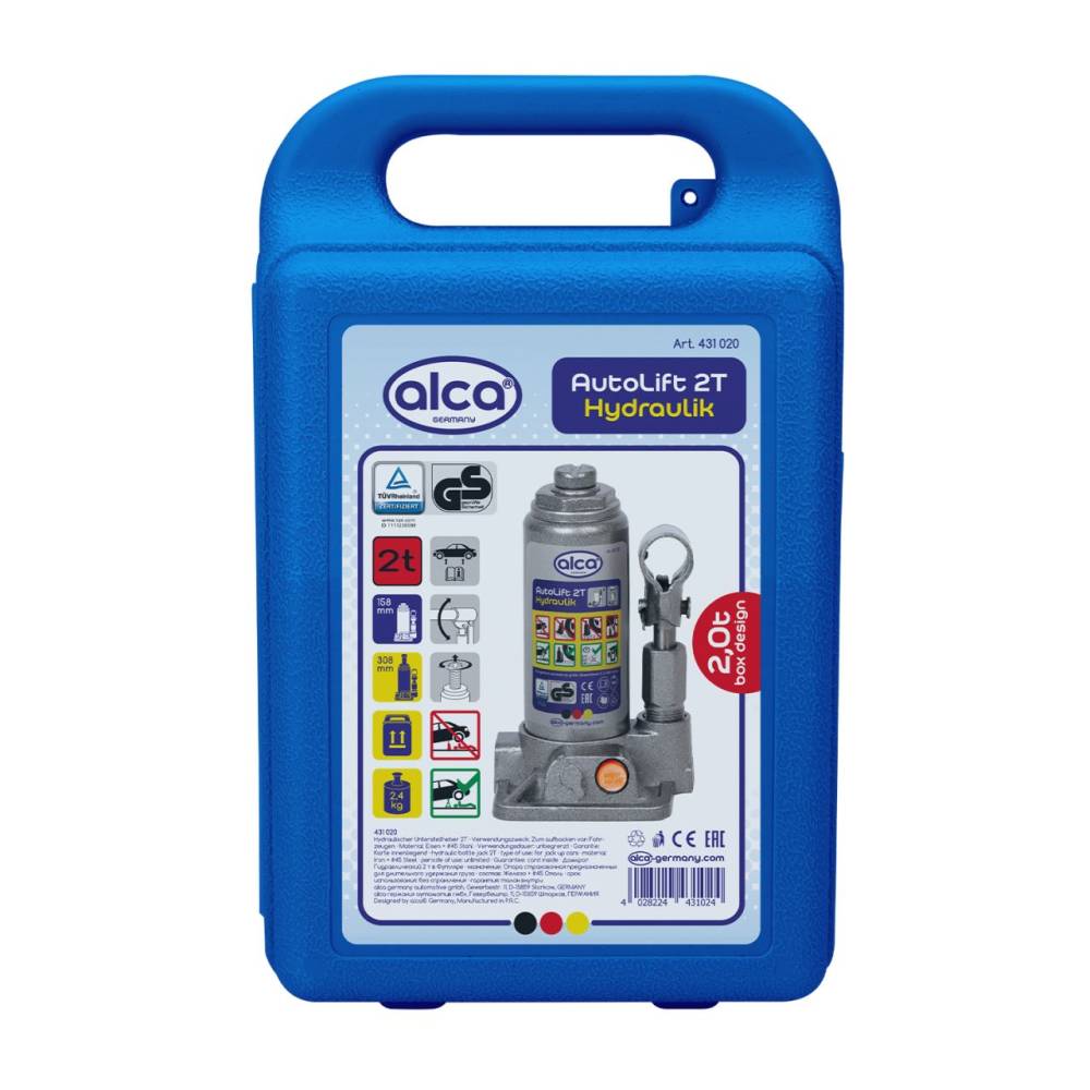 Cric hidraulic 2T, cu cutie depozitare, TUV, 431.02 Alca