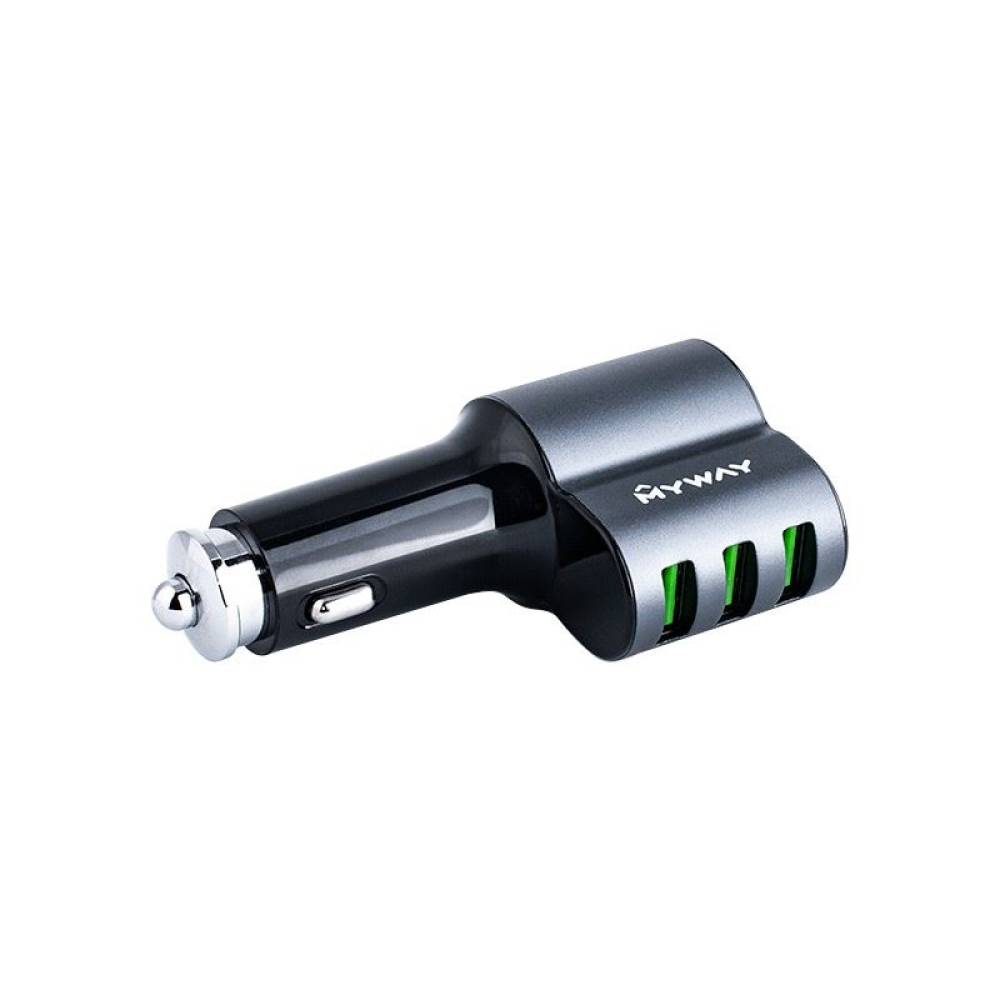 Incarcator auto 3 USB-uri si 1 priza 12V-24V, AutoID, cablu 1m USB, USB C, MyWay 63003 Carmotion