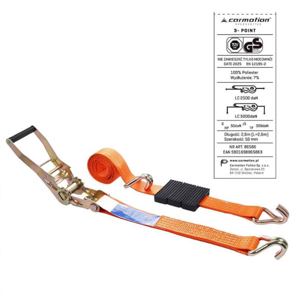 Chinga ancorare auto, peste roata, 3 puncte fixe, 4T, 2.6mx50mm, 86586 Carmotion Chinga ancorare auto, peste roata, 3 puncte fixe, 4T, 2.6mx50mm, 86586 Carmotion