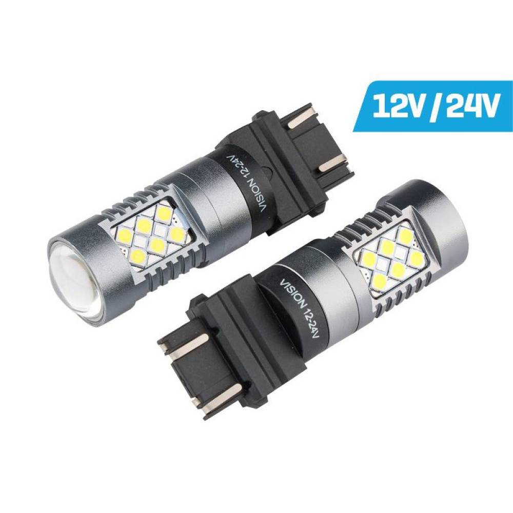 Set 2 becuri T25 LED 12 - 24V P27 7W Canbus Vision 58343 Carmotion