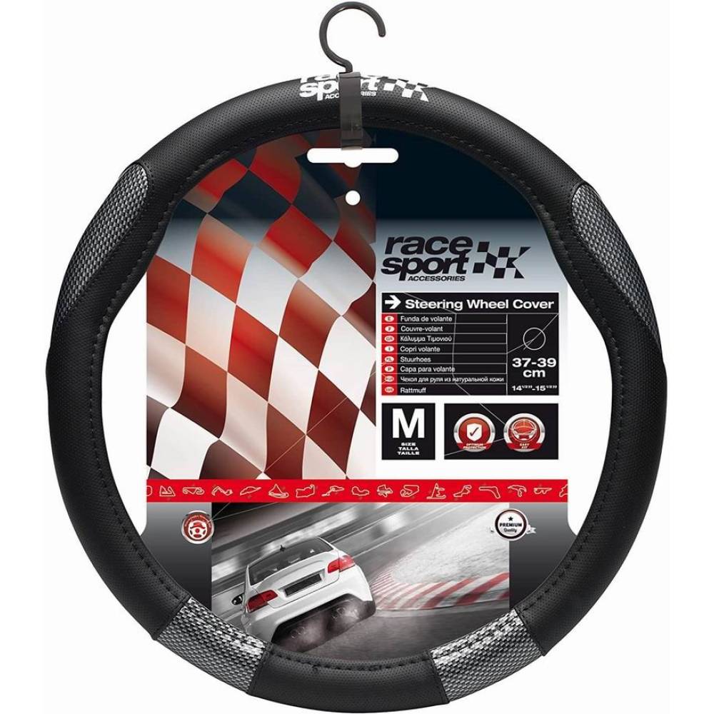 Husa volan 37-39cm, gravata RS, Carbon grip, 2505MM1 RaceSport