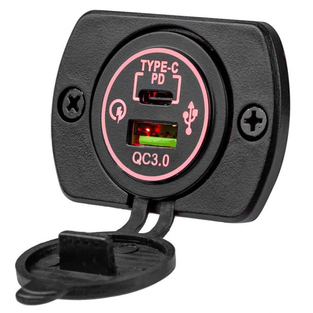 Priza cu 2 USB incarcare rapida, 12-24V, 1.5A, QC3.0 cu LED, incastrabila, Mod05 02855 Amio