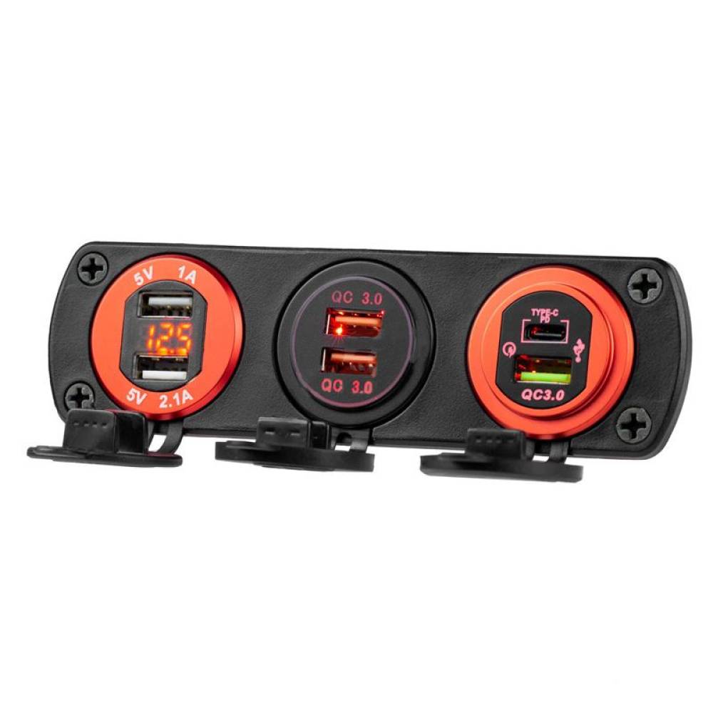 Priza cu 2 USB incarcare rapida, 12-24V, 1.5A, QC3.0 cu LED, incastrabila, Mod05 02855 Amio