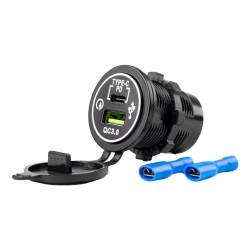 Priza cu 2 USB, USB si UsbC, cu LED, 12-24V, incastrabila, Mod08 02858 Amio