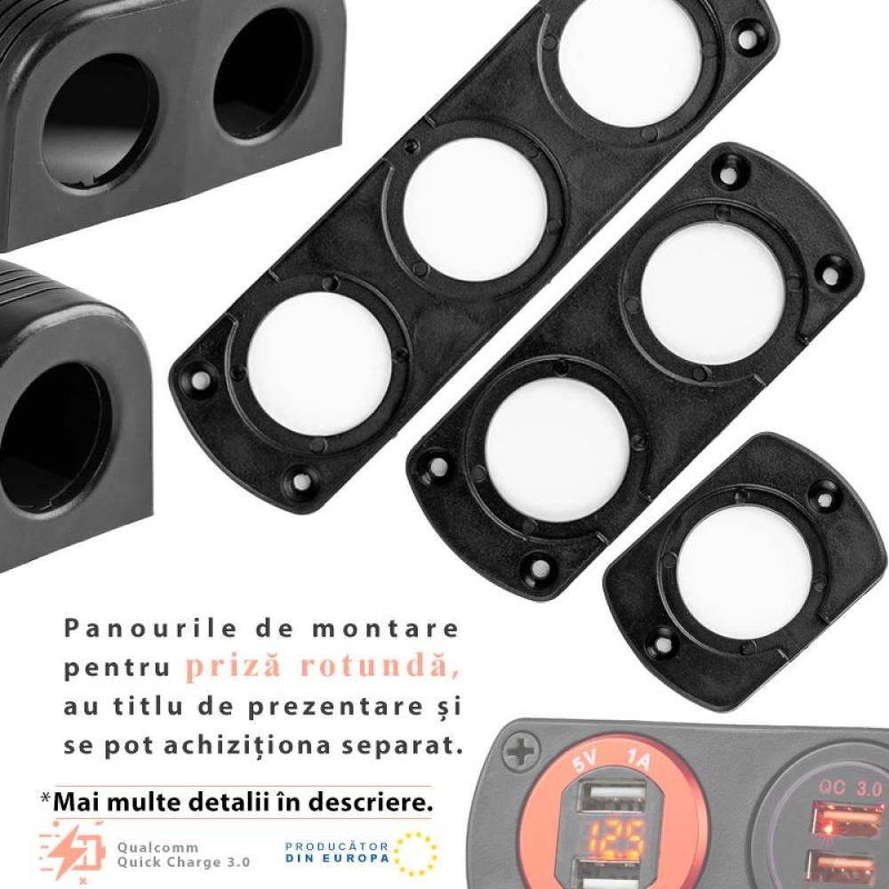 Priza cu 2 USB, USB si USB C, cu LED, 12-24V, incastrabila, Mod09 02859 Amio