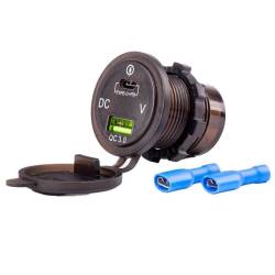 Priza cu 2 USB, tip C si USB Qc3.0, cu LED, 12-24v, cu voltmetru, incastrabila, Mod7 02857 Amio