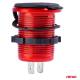 Priza cu 2 USB, cu voltmetru, 12-24V,  2.1+1.0A, incastrabila, rosie, Mod6 02861 Amio