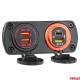 Priza cu 2 USB, cu voltmetru, 12-24V,  2.1+1.0A, incastrabila, rosie, Mod6 02861 Amio