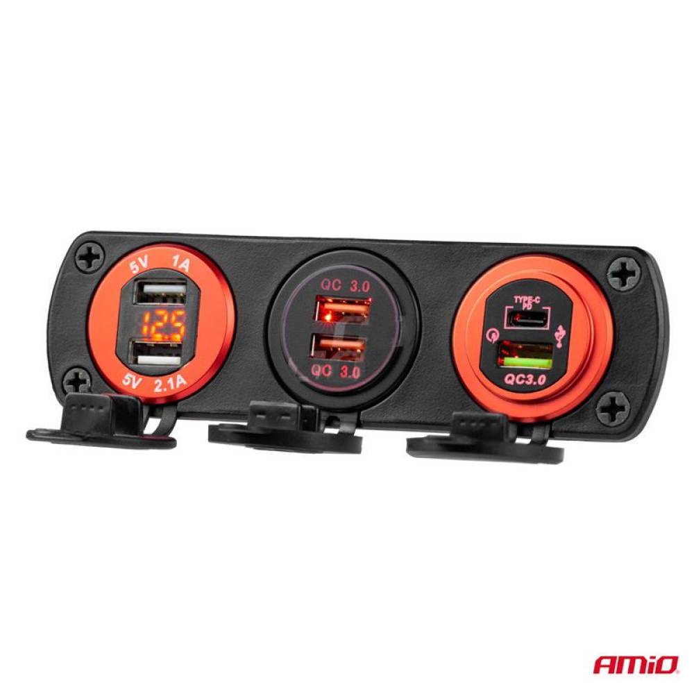 Panou montare priza rotunda 3 gauri Mod14 02864 Amio