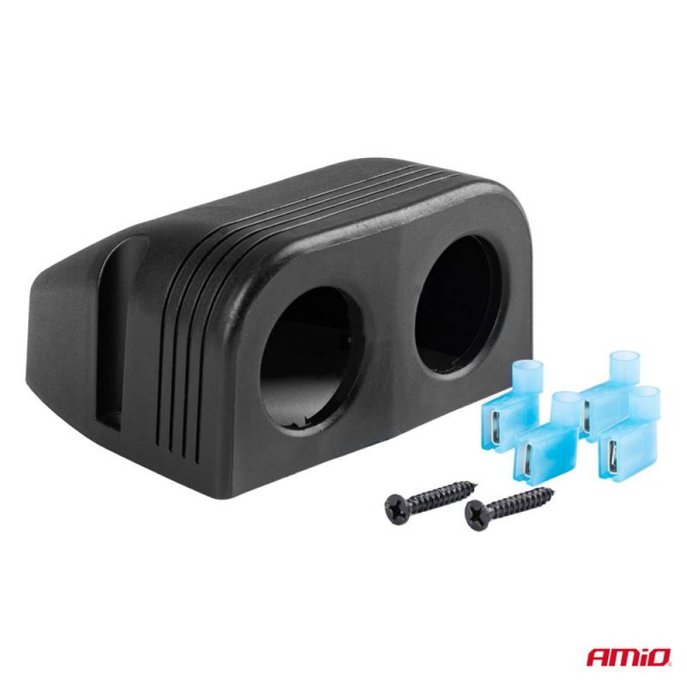 Panou aparent montare priza rotunda 2 gauri Mod16 Amio 02866