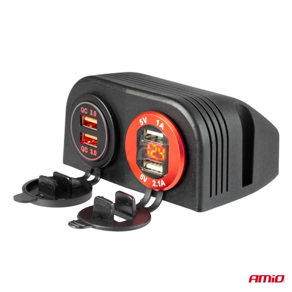 Panou aparent montare priza rotunda 2 gauri Mod16 Amio 02866