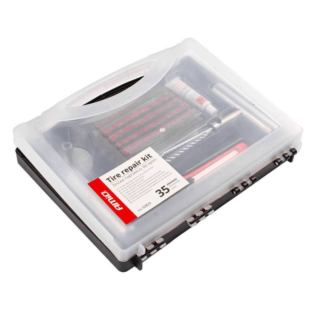 Kit reparatie cauciuc cu 30 snur vulcanizare si 4 dispozitive Amio 02829