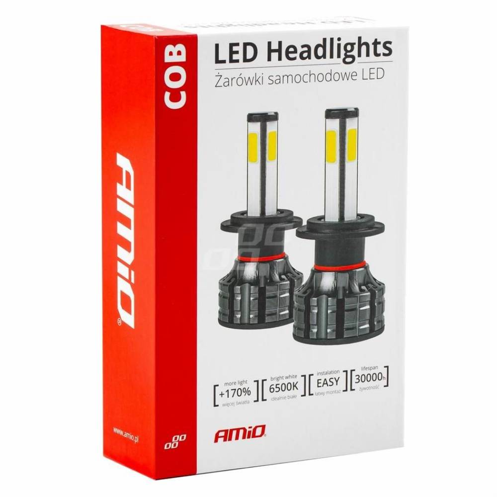 Set 2 becuri HB3, LED, 12-24V, 38W, 3200lm, 6500K, 4 Side Series, 02846 Amio