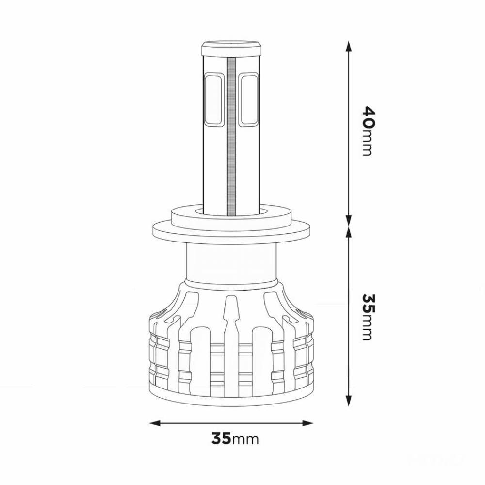 Set 2 becuri HB3, LED, 12-24V, 38W, 3200lm, 6500K, 4 Side Series, 02846 Amio