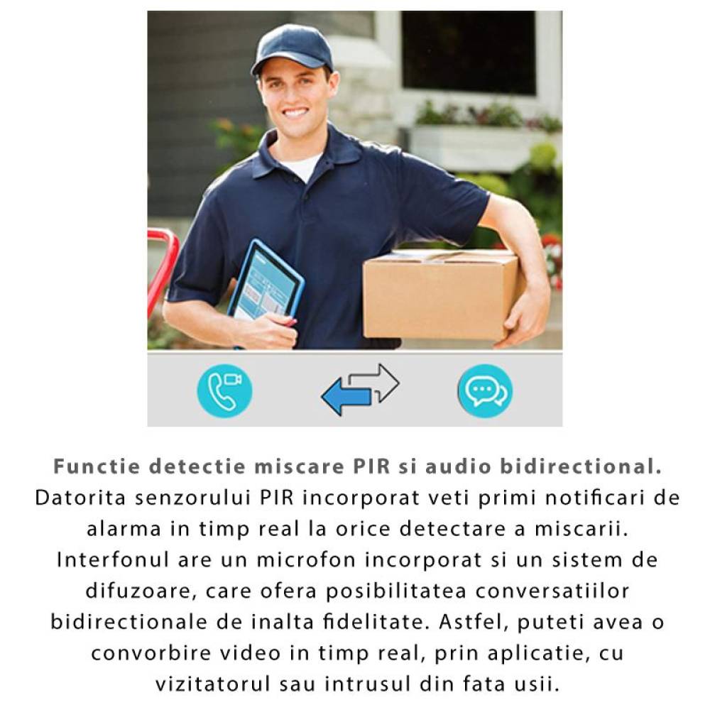Videointerfon inteligent PNI HOUSE910, Wi-Fi, HD, P2P, control Tuya Smart