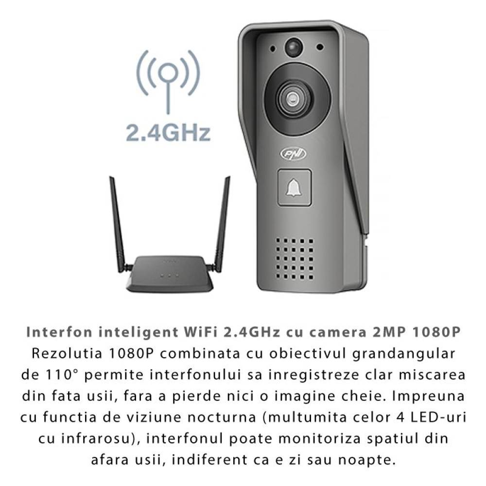 Videointerfon inteligent PNI HOUSE910, Wi-Fi, HD, P2P, control Tuya Smart