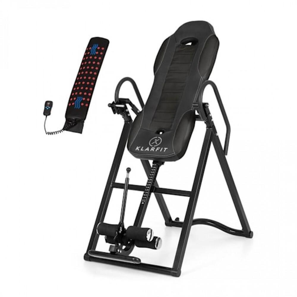 Masă inversie, bancă gravitațională cu masaj, vibrații și funcție de încălzire, până la 136 kg, 1,54-1,98 m, KLARFIT 10031831v Masă inversie, bancă gravitațională cu masaj, vibrații și funcție de încălzire, până la 136 kg, 1,54-1,98 m, KLARFIT 10031831v