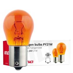 Cutie 10 becuri semnalizare 24V/21W PY21W BA15S galben, AMIO 01005