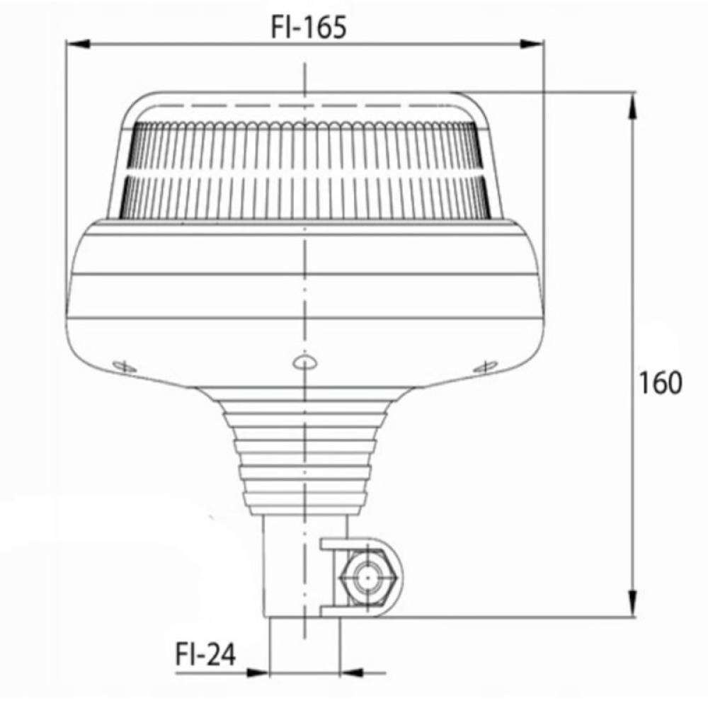 Girofar 12/48V h160-78, fi165. 25 LED, 6W, pe tija flexibila FT-101 RO PI LED Fristom