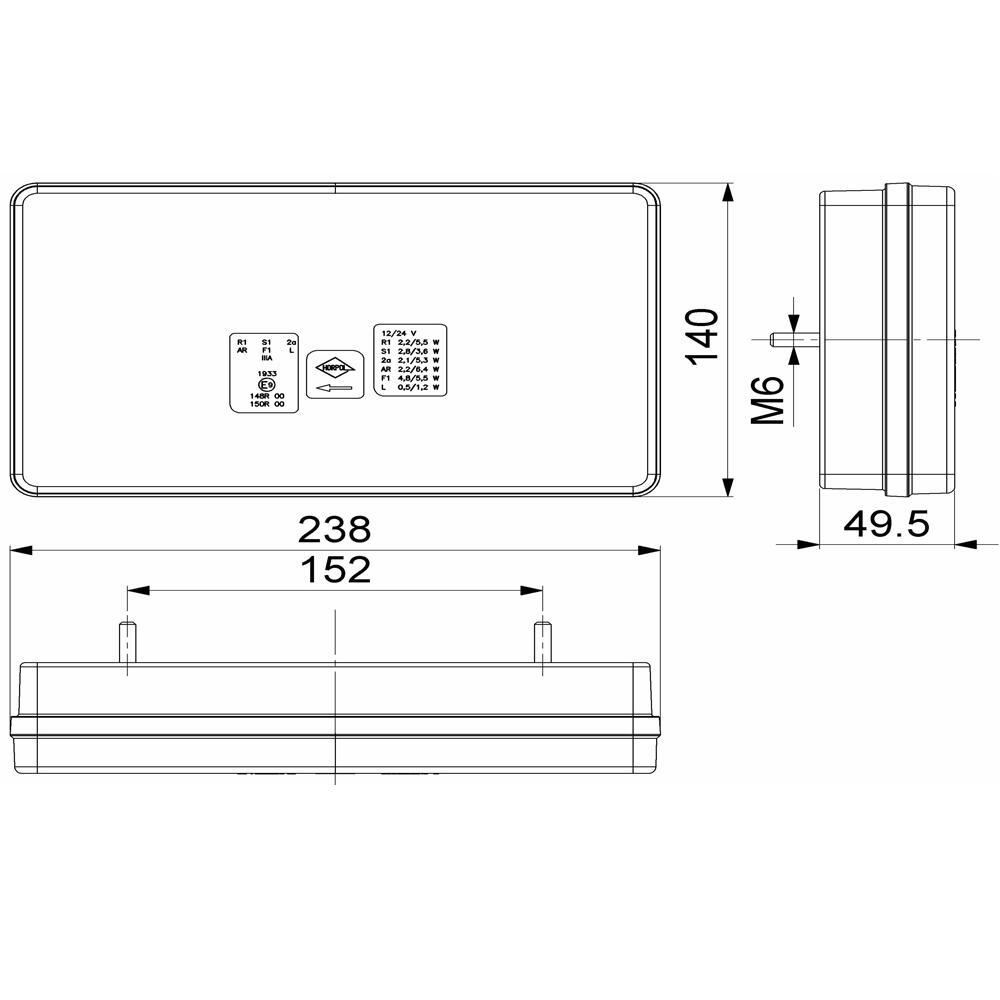 Lampa stop 238x140mm 7 functii, cu LED, dreapta Strada LZD2821 Horpol