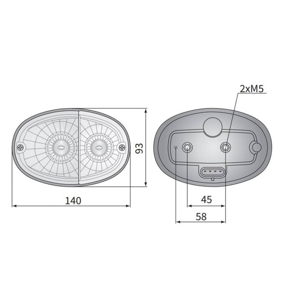 Lampa semnalizare fata cu pozitie 140x93, cu mufa, universala si John Deere, stanga LT3 48463 Wesem