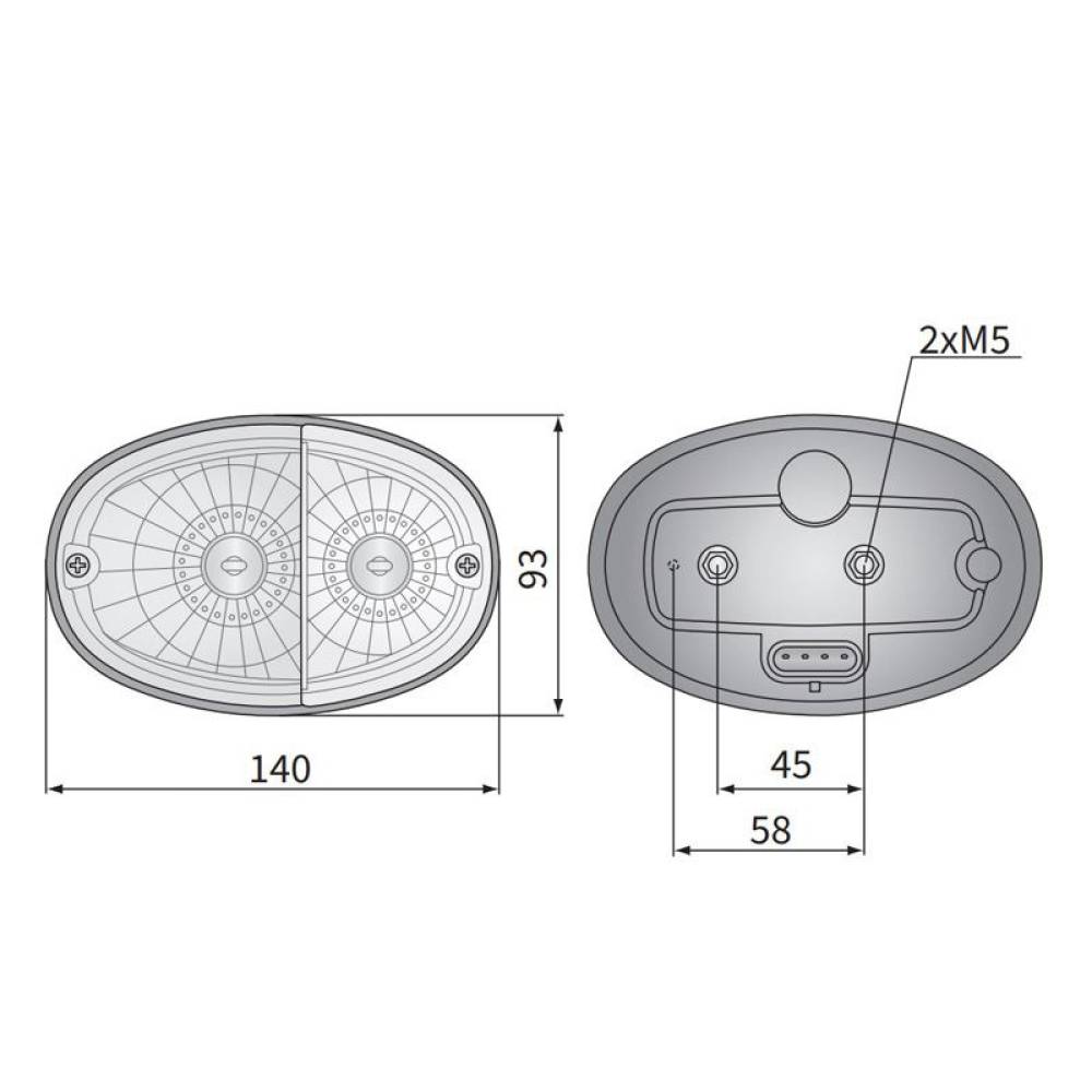 Lampa semnalizare fata cu pozitie 140x93, cu mufa, universala si John Deere, dreapta LT3 48464 Wesem