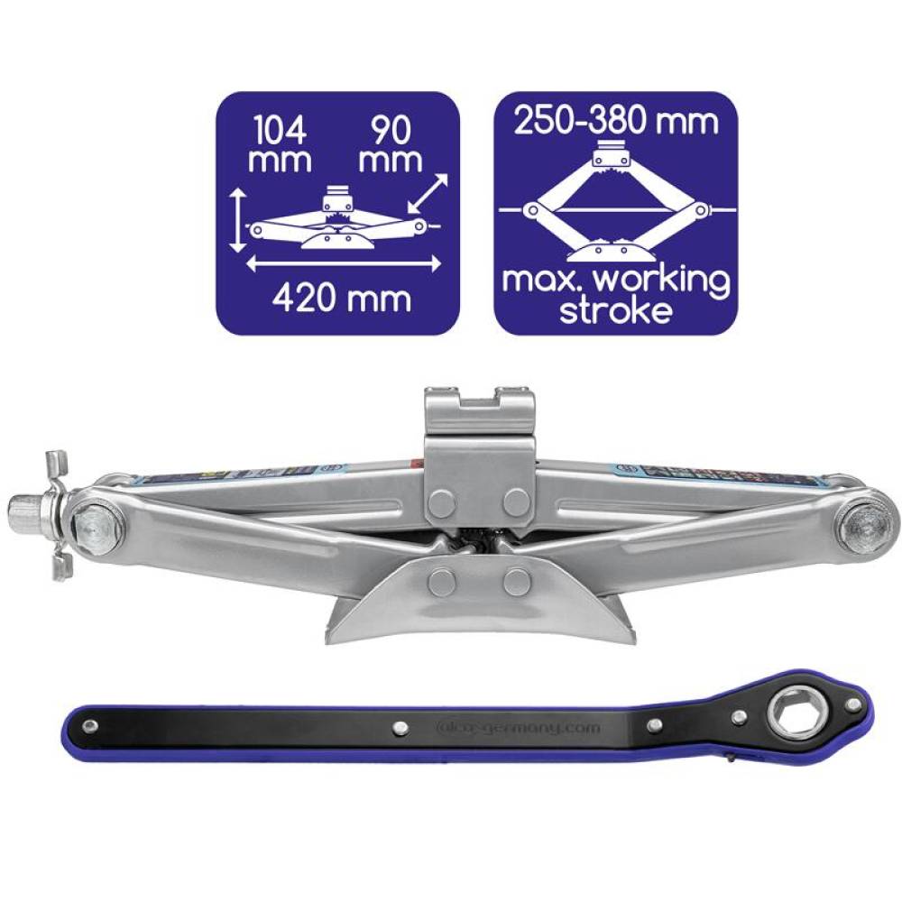 Cric foarfeca, 1.5T, 25-39cm, cu cheie cu clichet, 17mm, TUV, 436.60 Alca