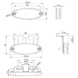 Lampa gabarit 102x45 LED, cu suport, rosie FT-061 C+K Fristom