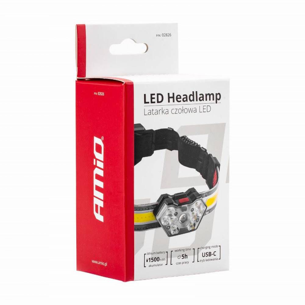 Lanterna frontala LED COB incarcare USB 02826 Amio Lanterna frontala LED COB incarcare USB 02826 Amio