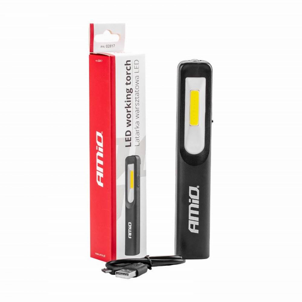 Lanterna lucru LED COB cu magnet si carlig prindere, reincarcabila USB, WT07 02817 Amio
