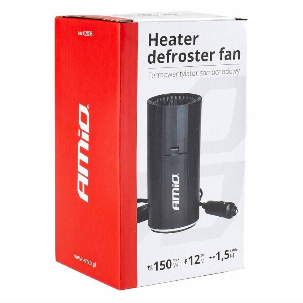 Ventilator 12V, 2 in 1, aeroterma dezghetare parbriz, tip feon, rotund 150W 02898 Amio