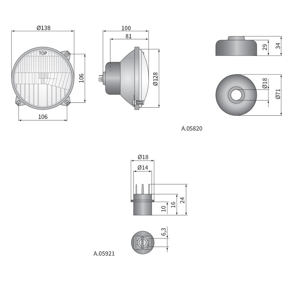 Element optic pentru far tractor Massey Ferguson, John Deere, cu pozitie, fi138, 52875 Wesem