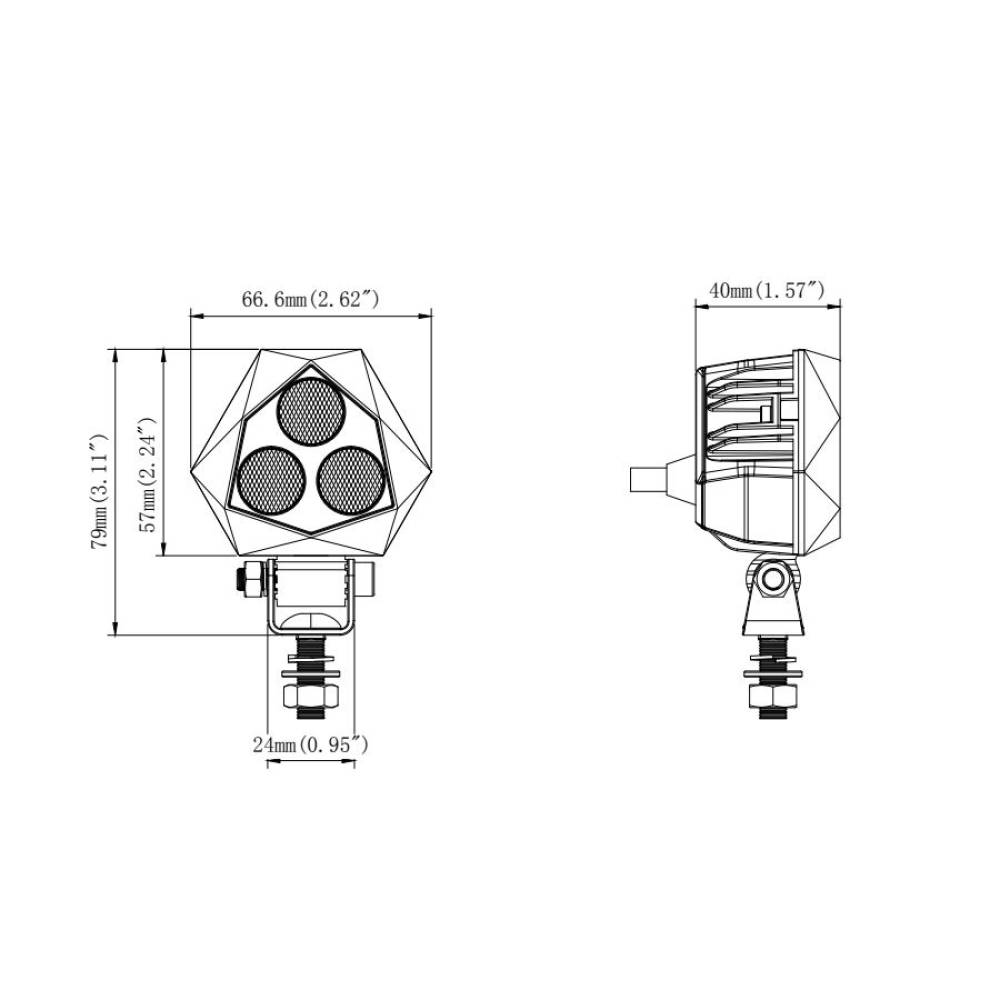Proiector lucru 66x57, 3 LED-uri, 12-24V, 911lm, Piramid L0179 TruckLed
