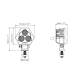 Proiector lucru 66x57, 3 LED-uri, 12-24V, 911lm, Piramid L0179 TruckLed