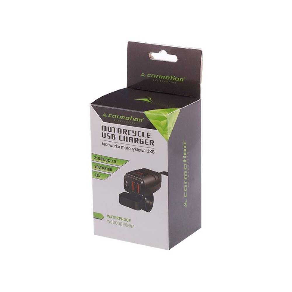 Priza cu 2 USB-uri, 3.4A, voltmetru, intrerupator, moto, ATV 63208 Carmotion