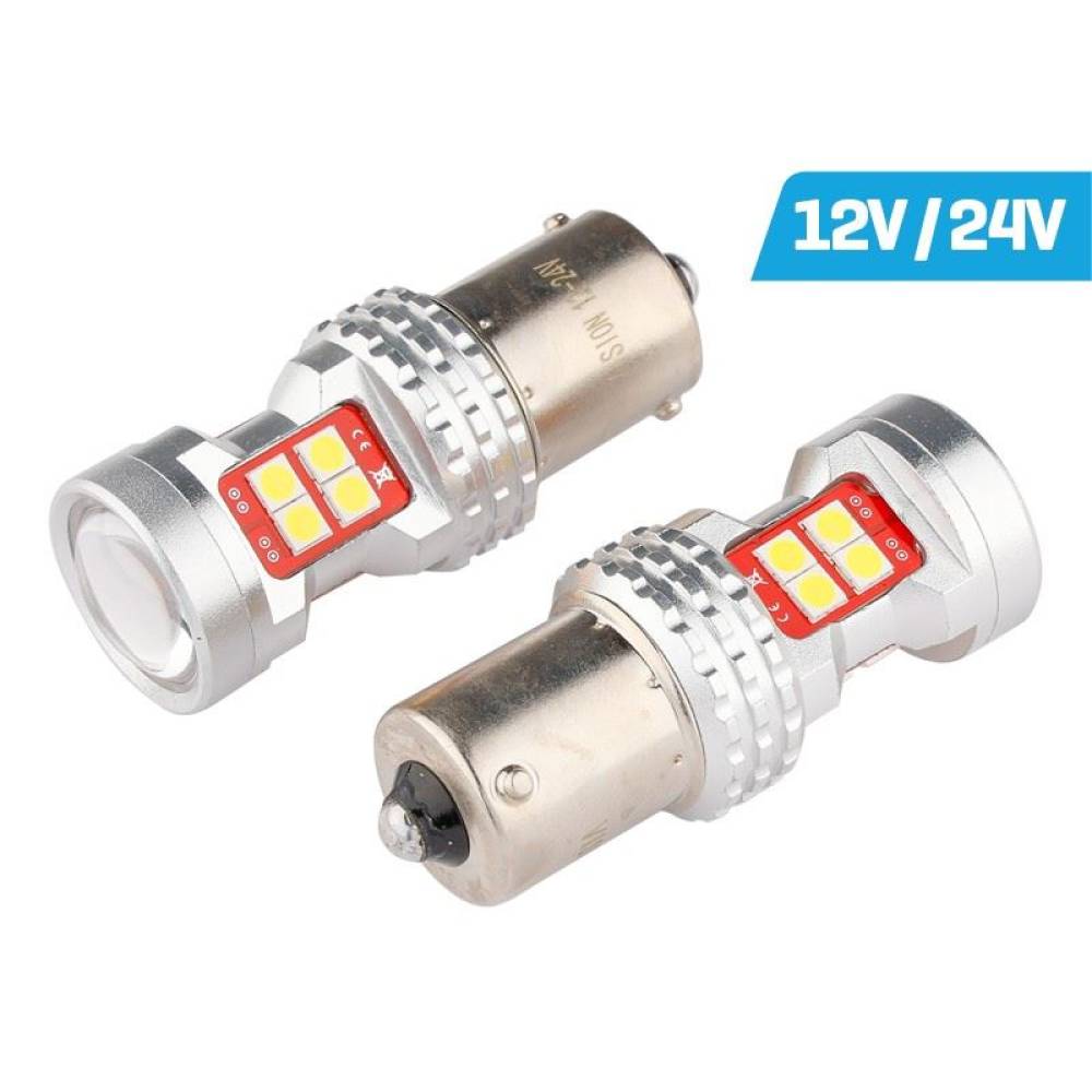 Set 2 becuri semnalizare, 13 LED-uri, SMD-3030, 12/24V, P21W BA15s Canbus 58310 Carmotion
