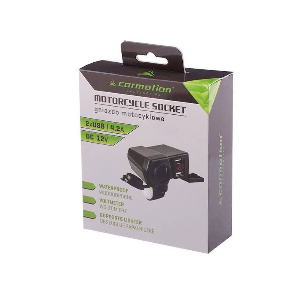 Priza bricheta cu 2 USB-uri, 4.2A, voltmetru, moto, atv 63209 Carmotion