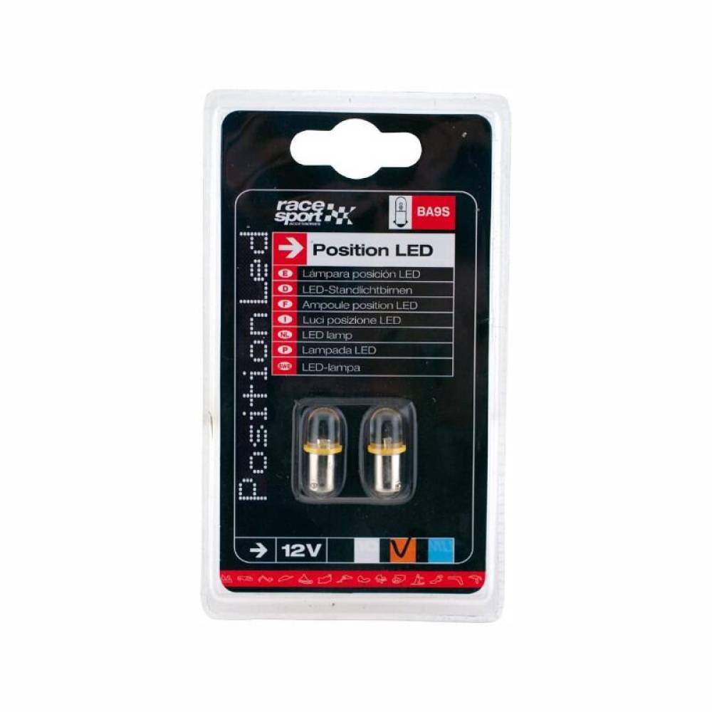 Set 2 becuri pozitie cu LED COB 12V/1W T4W, BA9S, portocaliu, Racesport LED200N