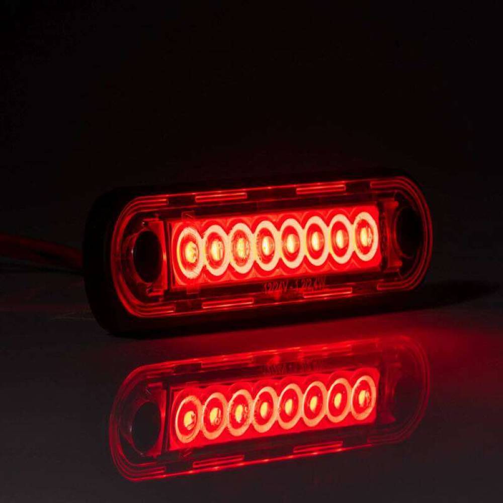 Lampa gabarit 120x27, Slim, 8 LED-uri, rosie, montare suprafata ovala, bullbar FT-073 C LONG Fristom