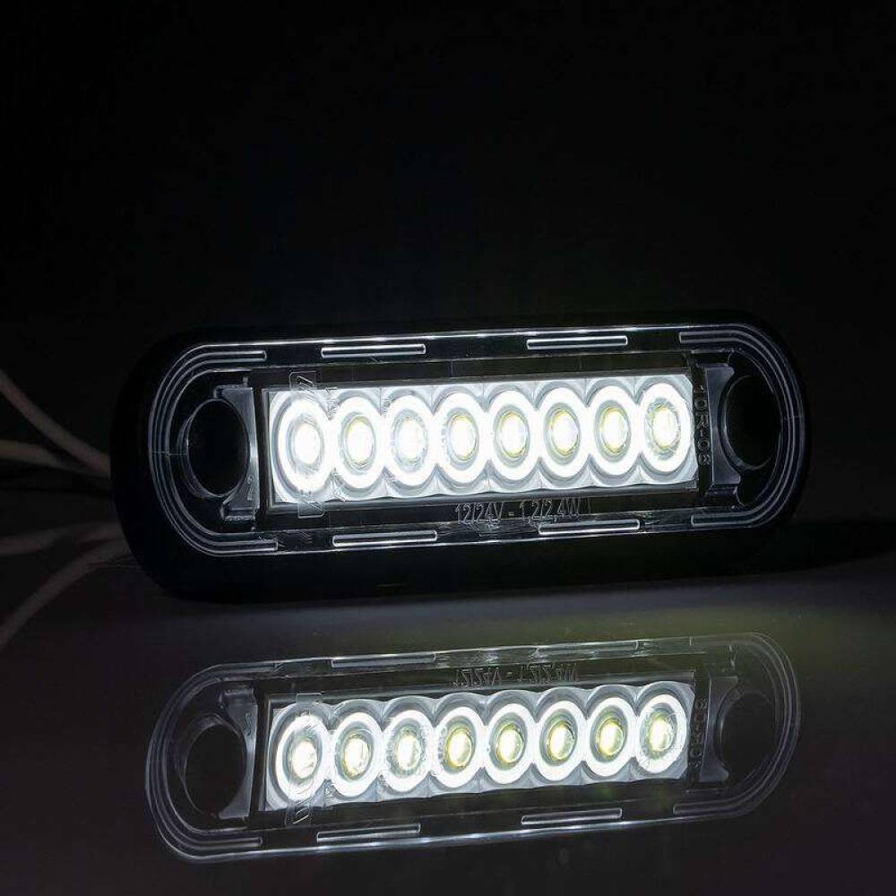 Lampa gabarit 120x27, Slim, 8 LED-uri, alba, montare suprafata ovala, bullbar FT-073 B LONG Fristom