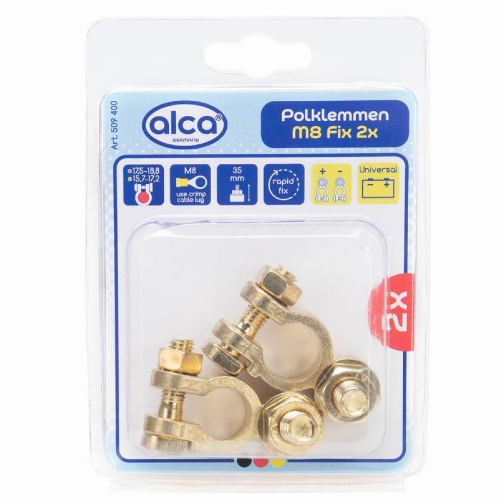 Set borne acumulator cupru, fixare cu surub M10 509.40 Alca