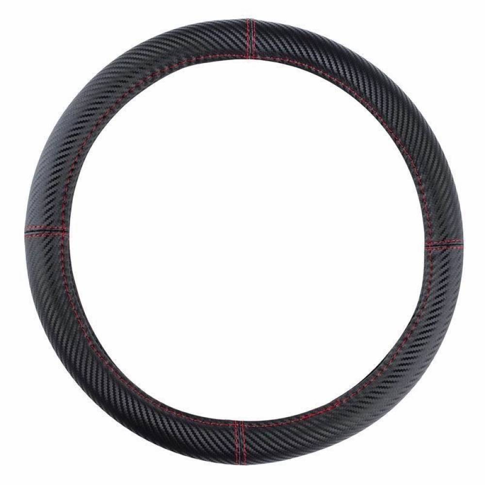 Husa volan 37-39cm, carbon, neagra si cusatura rosie 02811 Amio