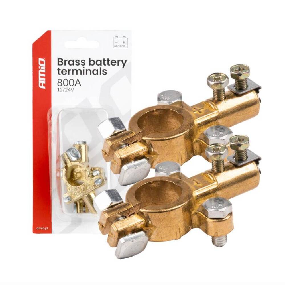 Set borne acumulator cupru, fixare cu surub, 12-24V, 800A, 04390 Amio